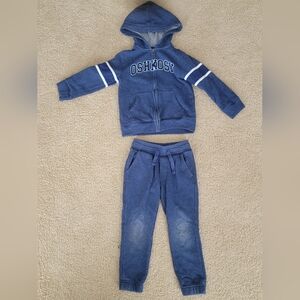 OshKosh Bgosh Toddler Boys Logo Full Zip Navy Hoodie and Sweatpants - Size 4